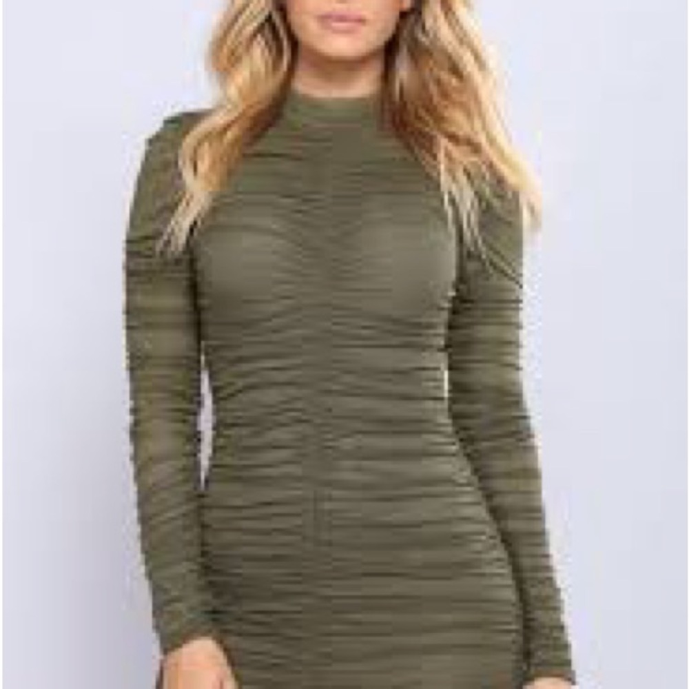 Fashion Nova Olive Long Sleeve Dress